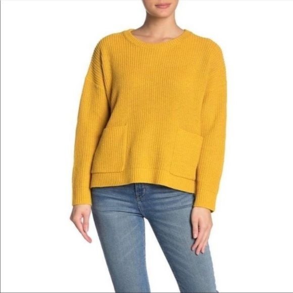 MELLODAY Two Pocket Knit Sweater in Mustard - Large - Picture 1 of 2